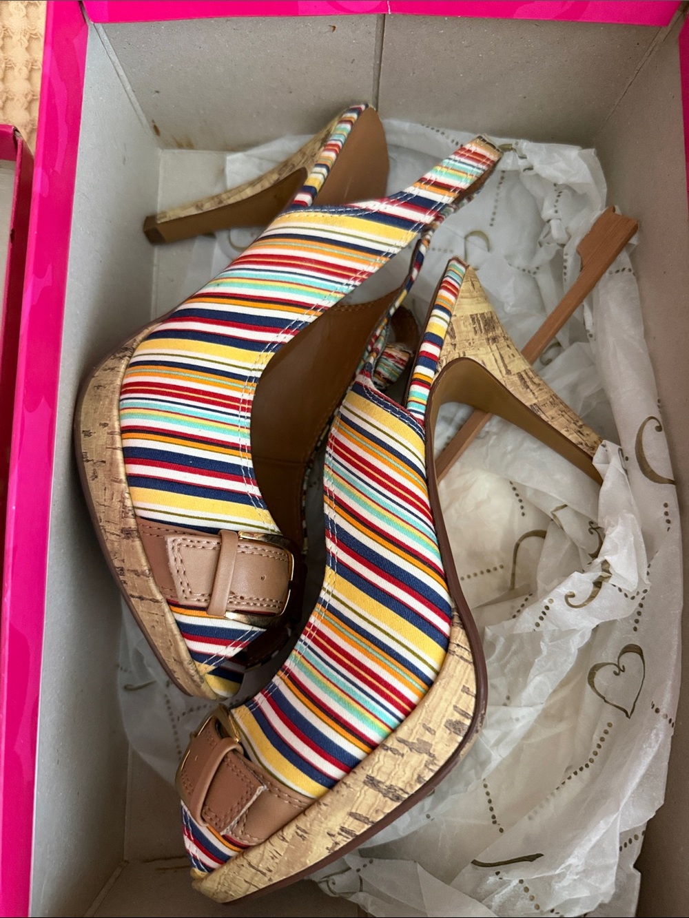 Candie's Multicolor Striped Slingback Platform Heels